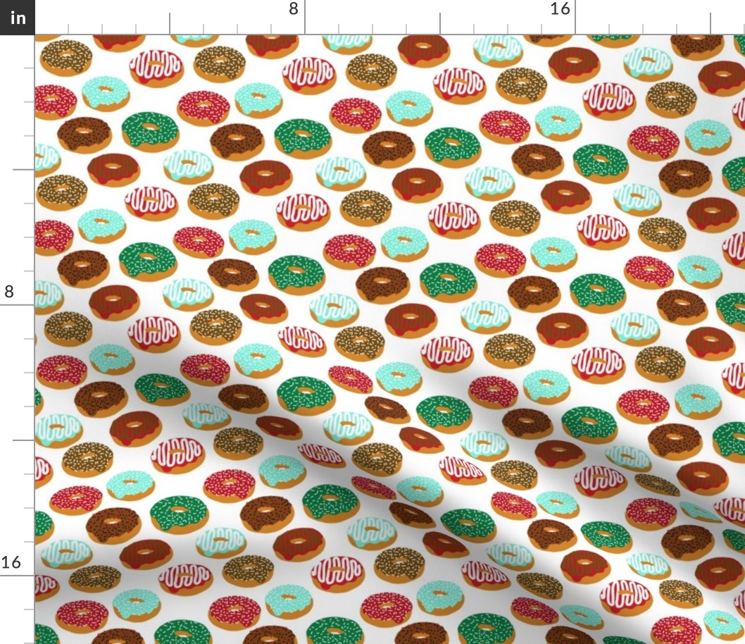 Christmas Holiday donuts white baking christmas sweet treats fabric pattern print tea towels