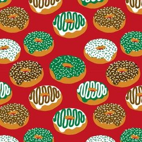 Christmas Holiday donuts red baking christmas sweet treats fabric pattern print tea towels