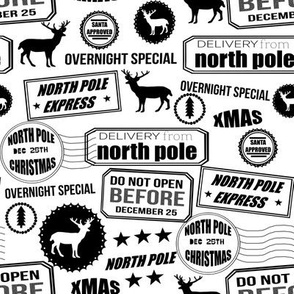 North Pole reindeer black and white wrapping paper bedding cute holiday christmas pattern fabric