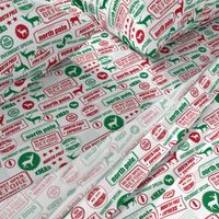 North Pole reindeer red and green wrapping paper bedding cute holiday christmas pattern fabric