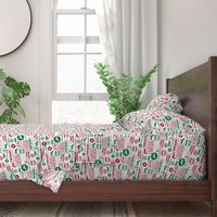 North Pole reindeer red and green wrapping paper bedding cute holiday christmas pattern fabric