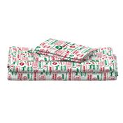 North Pole reindeer red and green wrapping paper bedding cute holiday christmas pattern fabric