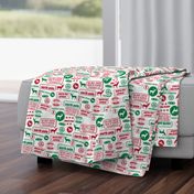 North Pole reindeer red and green wrapping paper bedding cute holiday christmas pattern fabric