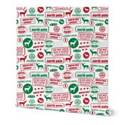North Pole reindeer red and green wrapping paper bedding cute holiday christmas pattern fabric