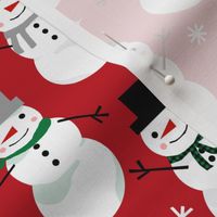 Snowman winter holiday red christmas fabric snowflakes north pole 