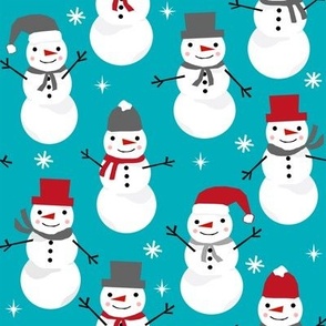 Snowman winter holiday christmas fabric snowflakes north pole 