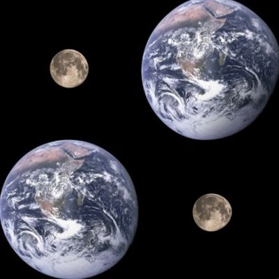 4" Earth and 1" Moon polkadot