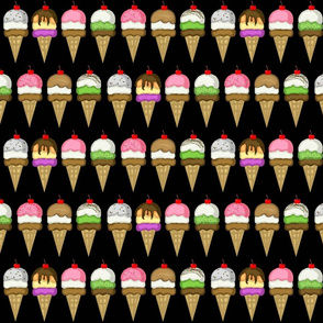  Ice Cream cones  Black  Med