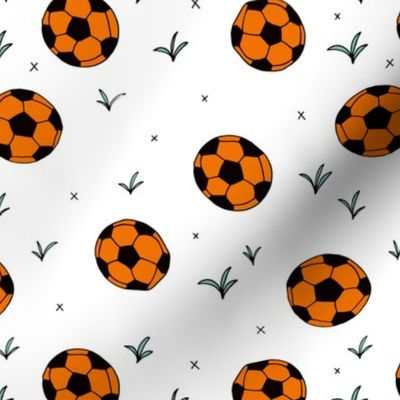 Soccer ball fun sports illustration design grass orange