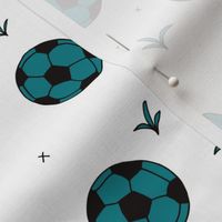 Soccer ball fun sports illustration design grass teal blue