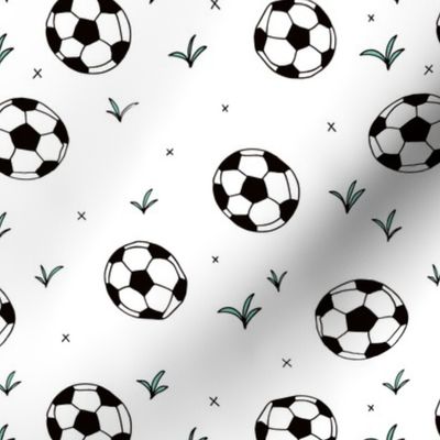 Soccer ball fun sports illustration design grass boys white