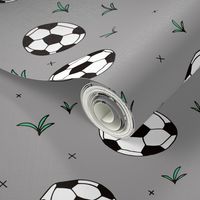 Soccer ball fun sports illustration design grass gray