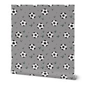 Soccer ball fun sports illustration design grass gray