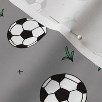 Soccer ball fun sports illustration design grass gray