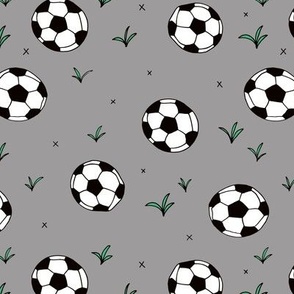 Soccer ball fun sports illustration design grass gray