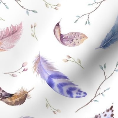 Watercolor feather boho color organic design13