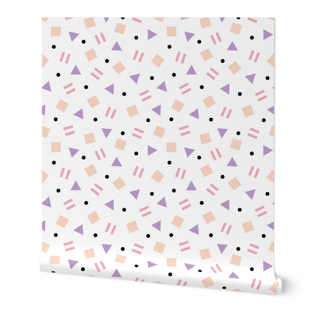 Cool geometric retro confetti memphis style abstract triangles and shapes pastel girls