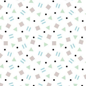 Cool geometric retro confetti memphis style abstract triangles and shapes pastel boys
