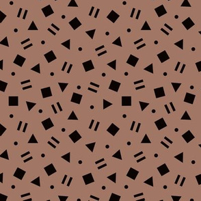 Cool geometric retro confetti memphis style abstract triangles and shapes brown