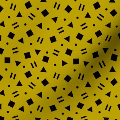 Cool geometric retro confetti memphis style abstract triangles and shapes gender neutral yellow