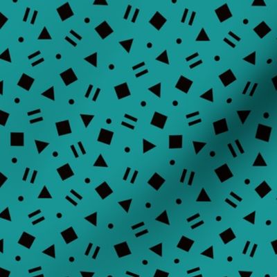 Cool geometric retro confetti memphis style abstract triangles and shapes teal