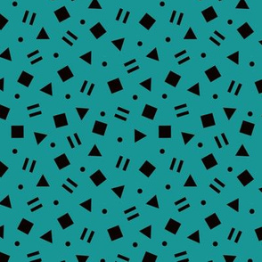 Cool geometric retro confetti memphis style abstract triangles and shapes teal