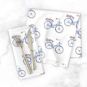 Watercolor vintage blue bicycle 