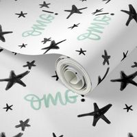 OMG! - Oh my Gosh! Stars with mint letters