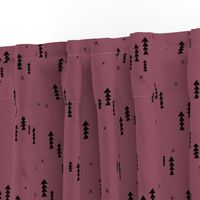 Sweet basic winter wonderland woodland pine trees abstract christmas Scandinavian design maroon purple