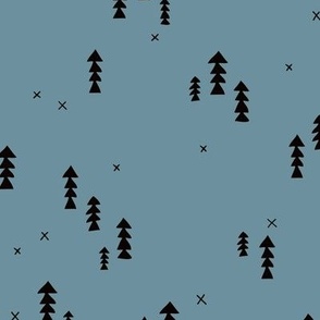 Sweet basic winter wonderland woodland pine trees abstract christmas Scandinavian design ice blue