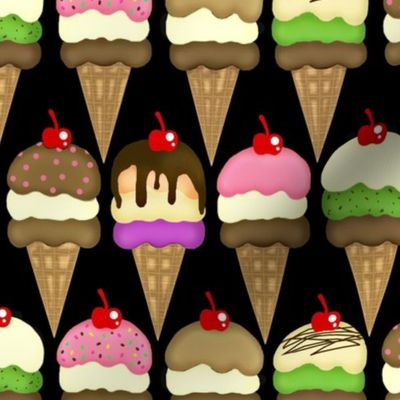 Ice Cream / Black Interlock Cones 