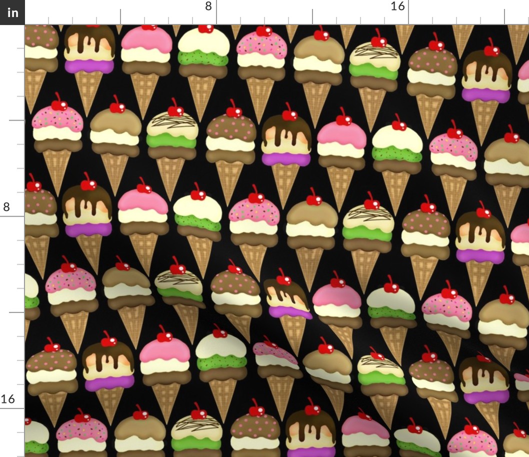 Ice Cream / Black Interlock Cones 