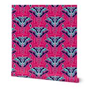 La maison des papillons - Butterflies Fuchsia & Navy Blue