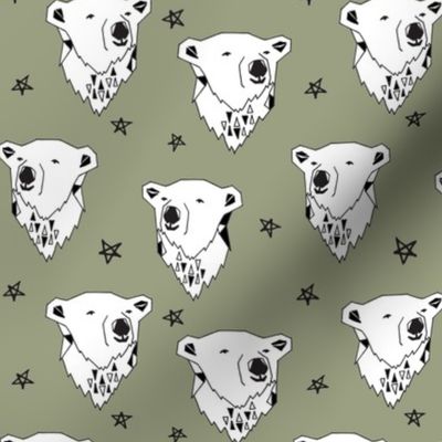 polar bear // artichoke green polar bear boys fabric arctic animals endangered animal fabric cute polar bear designs by andrea lauren