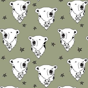 polar bear // artichoke green polar bear boys fabric arctic animals endangered animal fabric cute polar bear designs by andrea lauren