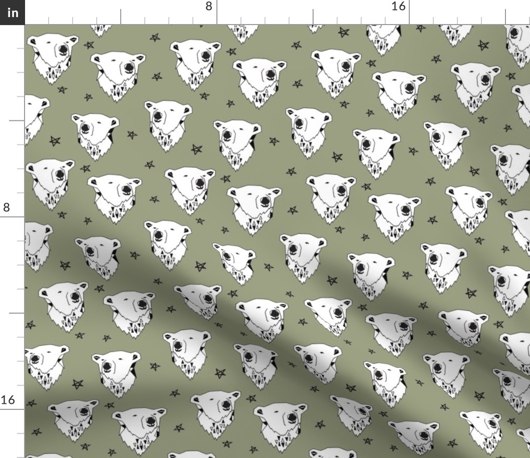 polar bear // artichoke green polar bear boys fabric arctic animals endangered animal fabric cute polar bear designs by andrea lauren