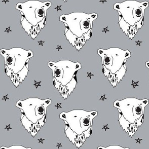 polar bear // cute winter polar bear grey fabric nursery baby winter animals