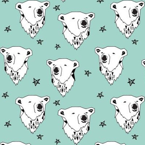 polar bear // polar bear  mint fabric mint nursery fabric cute bears fabric baby fabric polar bear design arctic animals andrea lauren