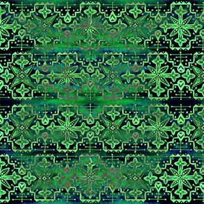  Ethnic Boho Pattern - Green and Purple