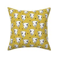 polar bear // mustard yellow fabric bear fabric arctic animals fabric cute polar bears endangered animal design