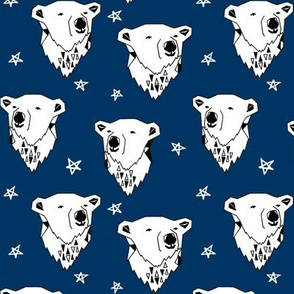 polar bear // navy blue polar bear fabric cute arctic winter animals print endangered animals design andrea lauren