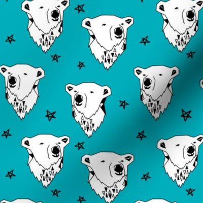 polar bear // turquoise aqua polar bear fabric cute winter bear andrea lauren