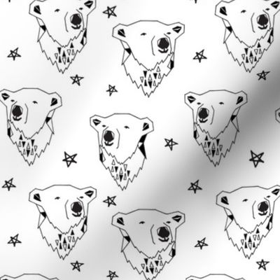 polar bear // black and white polar bear scandi fabric cute nursery baby design best polar bear fabrics