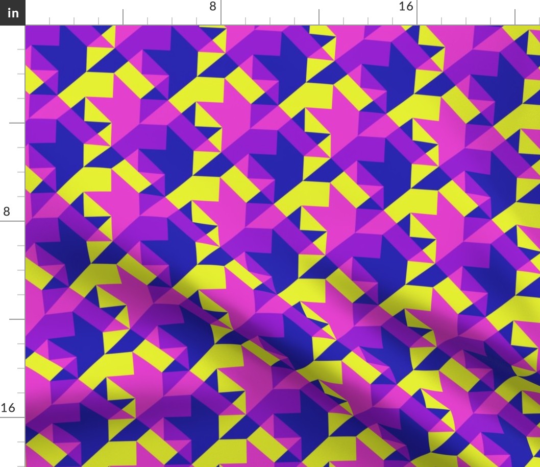 transparent houndstooth in blue, pink and yellow