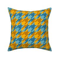 double houndstooth in aqua and gold