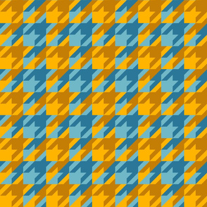 double houndstooth in aqua and gold