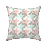 quilters houndstooth - pink, grey, mint and white