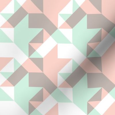 quilters houndstooth - pink, grey, mint and white