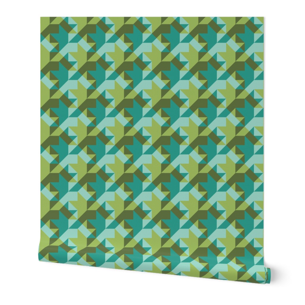 quilter's houndstooth - oolong and teal