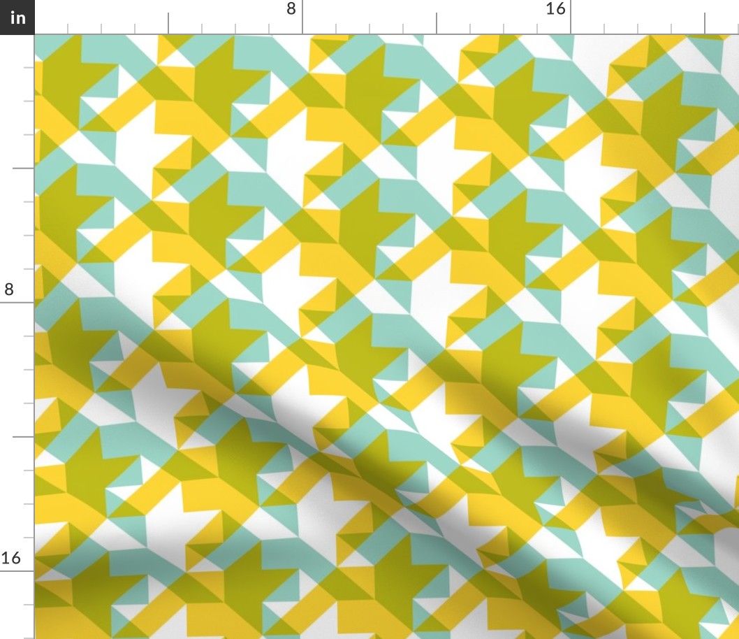 transparent houndstooth - yellow, wasabi, aqua and white